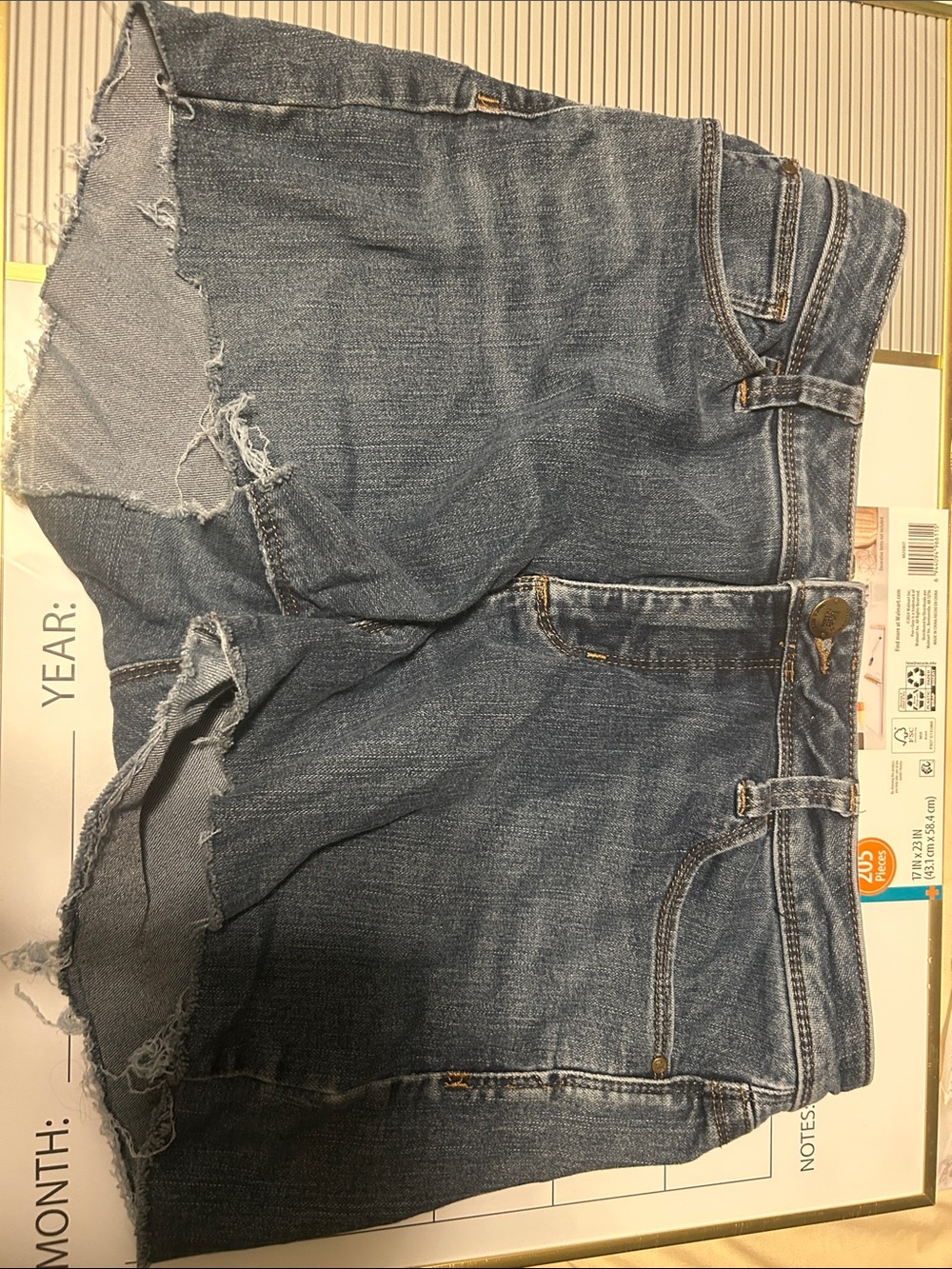 Women's Frayed Hem Denim Shorts in Blue